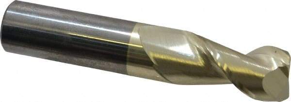Accupro - 3/4", 1-1/2" LOC, 3/4" Shank Diam, 4" OAL, 2 Flute, Solid Carbide Square End Mill - Single End, ZrN Finish, Spiral Flute, 45° Helix, Centercutting, Right Hand Cut, Right Hand Flute - Americas Industrial Supply