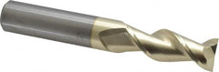 Accupro - 3/4", 2" LOC, 3/4" Shank Diam, 5" OAL, 2 Flute, Solid Carbide Square End Mill - Single End, ZrN Finish, Spiral Flute, 45° Helix, Centercutting, Right Hand Cut, Right Hand Flute - Americas Industrial Supply