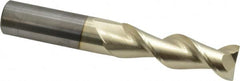 Accupro - 3/4", 2-1/2" LOC, 3/4" Shank Diam, 5" OAL, 2 Flute, Solid Carbide Square End Mill - Single End, ZrN Finish, Spiral Flute, 45° Helix, Centercutting, Right Hand Cut, Right Hand Flute - Americas Industrial Supply