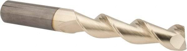 Accupro - 3/4", 3-1/4" LOC, 3/4" Shank Diam, 6" OAL, 2 Flute, Solid Carbide Square End Mill - Single End, ZrN Finish, Spiral Flute, 45° Helix, Centercutting, Right Hand Cut, Right Hand Flute - Americas Industrial Supply