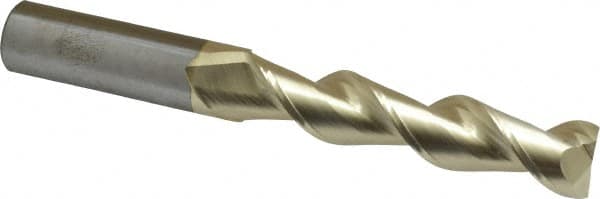 Accupro - 3/4", 3-1/2" LOC, 3/4" Shank Diam, 6" OAL, 2 Flute, Solid Carbide Square End Mill - Single End, ZrN Finish, Spiral Flute, 45° Helix, Centercutting, Right Hand Cut, Right Hand Flute - Americas Industrial Supply