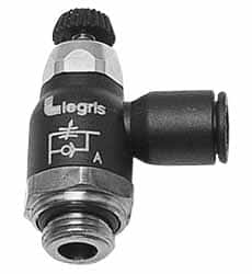 Legris - 5/32" Tube OD x 1/8 Male NPT Compact Meter Out Flow Control Valve - 14.5 to 145 psi, Nylon - Americas Industrial Supply