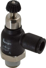 Legris - 1/4" Tube OD x 1/8 Male NPT Compact Meter Out Flow Control Valve - 14.5 to 145 psi, Nylon - Americas Industrial Supply