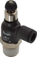 Legris - 1/4" Tube OD x 1/4 Male NPT Compact Meter Out Flow Control Valve - 14.5 to 145 psi, Nylon - Americas Industrial Supply
