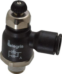 Legris - 3/8" Tube OD x 1/4 Male NPT Compact Meter Out Flow Control Valve - 14.5 to 145 psi, Nylon - Americas Industrial Supply