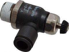 Legris - 3/8" Tube OD x 3/8 Male NPT Compact Meter Out Flow Control Valve - 14.5 to 145 psi, Nylon - Americas Industrial Supply
