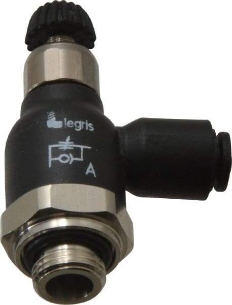Legris - 4mm Tube OD x 1/8 Male BSPP Compact Meter Out Flow Control Valve - 14.5 to 145 psi, Nylon - Americas Industrial Supply