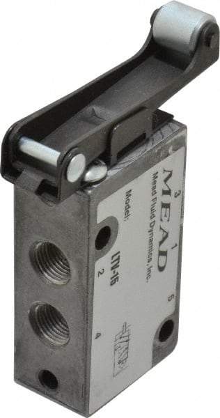 Mead - 4 Way Control Light Touch Valve - 1/8" NPT Inlet, Roller Leaf - Americas Industrial Supply