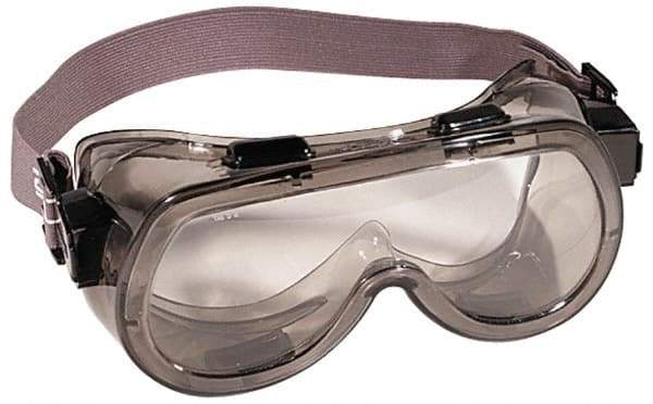 MCR Safety - Size Universal, Clear Polycarbonate Anti-Fog & Scratch Resistant Lens, Safety Goggles - Indirect Vent, Gray Plastic Frame - Americas Industrial Supply