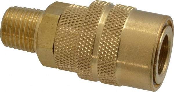 Value Collection - 1/4 Male NPT Industrial Pneumatic Hose Coupler (Six Ball) - Brass, 1/4" Body Diam - Americas Industrial Supply