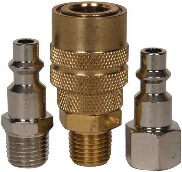 Value Collection - 3 Piece 1/4" Body 1/4 NPT 145 psi Industrial Pneumatic Coupling Plug Set - Americas Industrial Supply