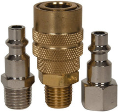 Value Collection - 3 Piece 1/4" Body 1/4 NPT 145 psi Industrial Pneumatic Coupling Plug Set - Americas Industrial Supply