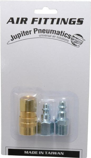 Value Collection - 3 Piece 1/4" Body 3/8 NPT 145 psi Industrial Pneumatic Coupling Plug Set - Americas Industrial Supply