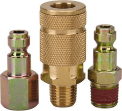 Value Collection - 3 Piece 1/4" Body 1/4 NPT 145 psi Tru-Flate Automotive Pneumatic Coupling Plug Set - Americas Industrial Supply