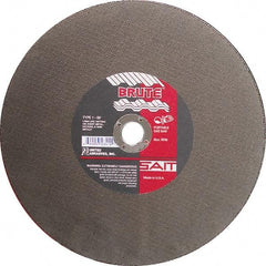 Sait - 12" Aluminum Oxide Cutoff Wheel - 1/8" Thick, 1" Arbor, 6,300 Max RPM, Use with Portable Tools - Americas Industrial Supply