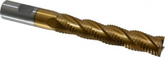 Interstate - 3/4" Diam, Coarse Pitch, 4-1/8" LOC, 4 Flute Cobalt Roughing Square End Mill - TiN Finish, 6-3/8" OAL, 3/4" Shank Diam, Single End - Americas Industrial Supply