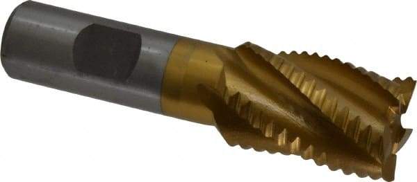 Interstate - 1" Diam, Coarse Pitch, 1-1/2" LOC, 5 Flute Cobalt Roughing Square End Mill - TiN Finish, 3-3/4" OAL, 3/4" Shank Diam, Single End - Americas Industrial Supply