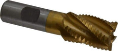 Interstate - 1" Diam, Coarse Pitch, 1-1/2" LOC, 5 Flute Cobalt Roughing Square End Mill - TiN Finish, 3-3/4" OAL, 3/4" Shank Diam, Single End - Americas Industrial Supply