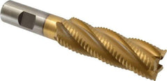 Interstate - 1" Diam, Coarse Pitch, 3" LOC, 5 Flute Cobalt Roughing Square End Mill - TiN Finish, 5-1/4" OAL, 3/4" Shank Diam, Single End - Americas Industrial Supply