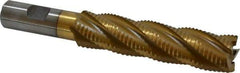 Interstate - 1" Diam, Coarse Pitch, 4" LOC, 5 Flute Cobalt Roughing Square End Mill - TiN Finish, 6-1/4" OAL, 3/4" Shank Diam, Single End - Americas Industrial Supply