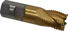 Interstate - 1" Diam, Coarse Pitch, 1-1/8" LOC, 5 Flute Cobalt Roughing Square End Mill - TiN Finish, 3-5/8" OAL, 1" Shank Diam, Single End - Americas Industrial Supply