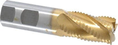 Interstate - 1" Diam, Coarse Pitch, 1-5/8" LOC, 5 Flute Cobalt Roughing Square End Mill - TiN Finish, 4-1/8" OAL, 1" Shank Diam, Single End - Americas Industrial Supply