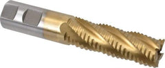 Interstate - 1" Diam, Coarse Pitch, 3" LOC, 5 Flute Cobalt Roughing Square End Mill - TiN Finish, 5-1/2" OAL, 1" Shank Diam, Single End - Americas Industrial Supply