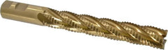 Interstate - 1" Diam, Coarse Pitch, 6" LOC, 5 Flute Cobalt Roughing Square End Mill - TiN Finish, 8-1/2" OAL, 1" Shank Diam, Single End - Americas Industrial Supply