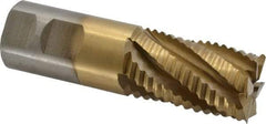 Interstate - 1-1/4" Diam, Coarse Pitch, 2" LOC, 6 Flute Cobalt Roughing Square End Mill - TiN Finish, 4-1/2" OAL, 1-1/4" Shank Diam, Single End - Americas Industrial Supply
