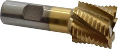 Interstate - 1-1/4" Diam, Coarse Pitch, 1-1/8" LOC, 6 Flute Cobalt Roughing Square End Mill - TiN Finish, 3-3/8" OAL, 3/4" Shank Diam, Single End - Americas Industrial Supply