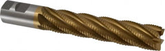 Interstate - 1-1/4" Diam, Coarse Pitch, 6" LOC, 6 Flute Cobalt Roughing Square End Mill - TiN Finish, 8-1/2" OAL, 1-1/4" Shank Diam, Single End - Americas Industrial Supply