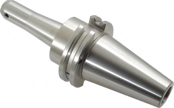 Accupro - CAT40 Taper Shank 1/8" Hole End Mill Holder/Adapter - 3/4" Nose Diam, 4" Projection, 5/8-11 Drawbar, Through-Spindle & DIN Flange Coolant - Exact Industrial Supply