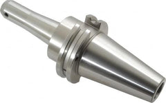 Accupro - CAT40 Taper Shank 1/8" Hole End Mill Holder/Adapter - 3/4" Nose Diam, 4" Projection, 5/8-11 Drawbar, Through-Spindle & DIN Flange Coolant - Exact Industrial Supply