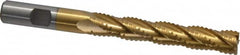 Interstate - 1/2" Diam, 3" LOC, 4 Flute Cobalt Roughing & Finishing Square End Mill - TiN Finish, 5" OAL, 1/2" Shank Diam, Weldon Shank, 30° Helix, Non-Centercutting - Americas Industrial Supply