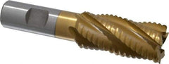 Interstate - 1" Diam, 2" LOC, 5 Flute Cobalt Roughing & Finishing Square End Mill - TiN Finish, 4-1/4" OAL, 3/4" Shank Diam, Weldon Shank, 30° Helix, Non-Centercutting - Americas Industrial Supply