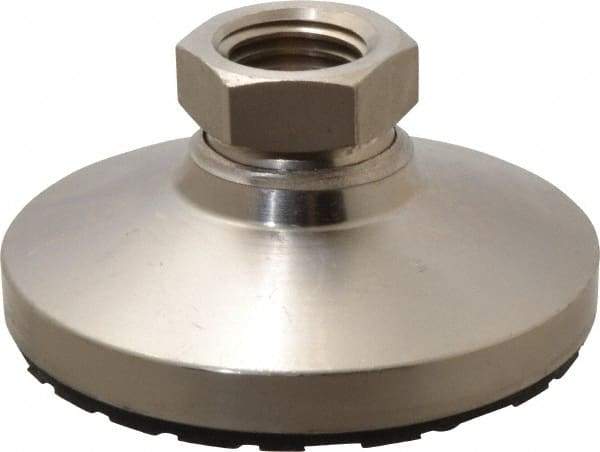 Gibraltar - 15000 Lb Capacity, 1-8 Thread, 1-7/8" OAL, Steel Stud, Tapped Pivotal Socket Mount Leveling Pad - 4" Base Diam, Steel Pad, 1-3/8" Hex - Americas Industrial Supply
