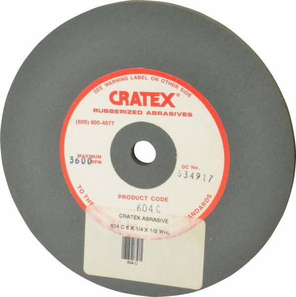 Cratex - 6" Diam x 1/2" Hole x 1/4" Thick, Surface Grinding Wheel - Silicon Carbide, Coarse Grade, 3,600 Max RPM, Rubber Bond, No Recess - Americas Industrial Supply