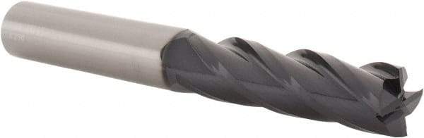 SGS - 5/8", 2-1/4" LOC, 5/8" Shank Diam, 5" OAL, 4 Flute, Solid Carbide Square End Mill - Single End, AlTiN Finish, Spiral Flute, 30° Helix, Centercutting, Right Hand Cut, Right Hand Flute, Series 1L - Americas Industrial Supply