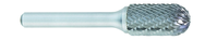 SC-5 -- 1/2 x 1 LOC x 1/4 Shank x 2 OAL Cylindrical Ball Nose Carbide Medium Tough Cut Burr - Americas Industrial Supply