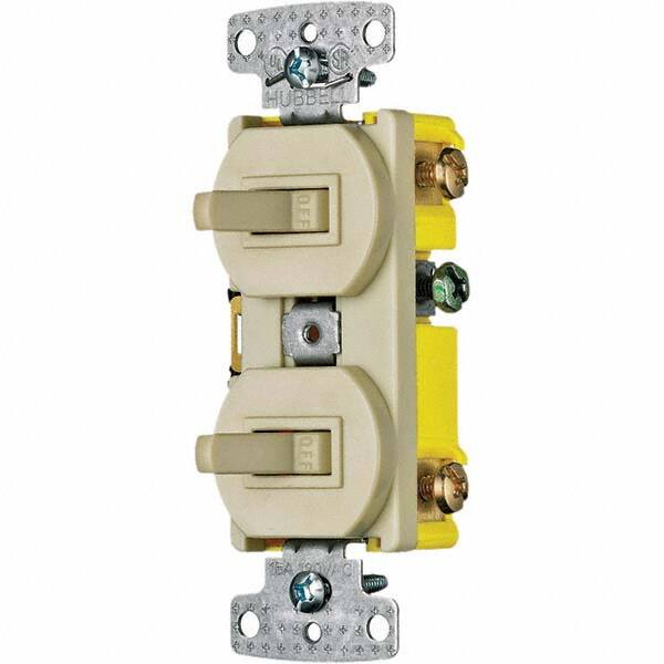 Hubbell Wiring Device-Kellems - Combination Wall Switch & Receptacles Combination Switch/Receptacle Type: Toggle Switch Color: Ivory - Americas Industrial Supply