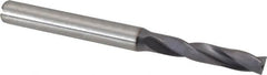 Kennametal - 3/16" 180° Spiral Flute Solid Carbide Screw Machine Drill Bit - TiAlN Finish, Right Hand Cut, 1-7/64" Flute Length, 66mm OAL, Flat-Bottom Point, Straight Shank, Through Coolant - Americas Industrial Supply