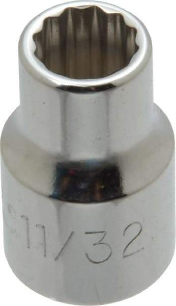 Proto - 11/32", 3/8" Drive, Standard Hand Socket - 12 Points, 1-3/32" OAL, Alloy Steel, Chrome Finish - Americas Industrial Supply