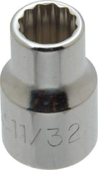 Proto - 11/32", 3/8" Drive, Standard Hand Socket - 12 Points, 1-3/32" OAL, Alloy Steel, Chrome Finish - Americas Industrial Supply