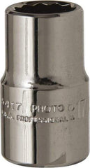 Proto - 17/32", 1/2" Drive, Standard Hand Socket - 12 Points, 1-31/64" OAL, Alloy Steel, Chrome Finish - Americas Industrial Supply