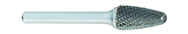 SF-14 -- 3/4 x 1-1/4 LOC x 1/4 Shank x 2 OAL Round Nose Tree Carbide Medium Tough Cut Burr - Americas Industrial Supply