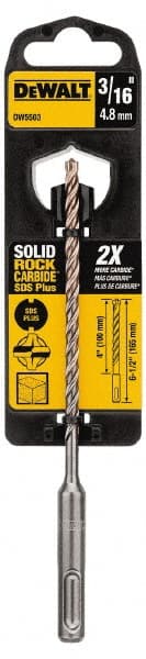 DeWALT - 3/16" Diam, SDS-Plus Shank, Carbide-Tipped Rotary & Hammer Drill Bit - Americas Industrial Supply