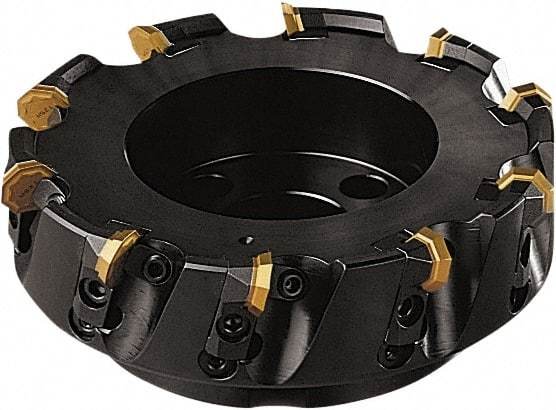 Seco - 212mm Cut Diam, 60mm Arbor Hole, 5mm Max Depth of Cut, 43° Indexable Chamfer & Angle Face Mill - 12 Inserts, OF.. 0704 Insert, Right Hand Cut, 12 Flutes, Series OctoMill - Americas Industrial Supply