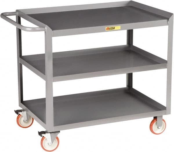 Little Giant - 1,200 Lb Capacity, 3 Shelf Mobile Workstation - 36" Wide x 24" Deep x 34" High, Steel, Gray - Americas Industrial Supply