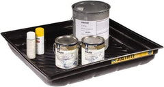 Justrite - 23 Gallon Capacity, 34 Inch Long x 37-3/4 Inch Wide, Polyurethane Spill Tray - 34 Inch Diameter, 5-1/2 Inch High, Black - Americas Industrial Supply