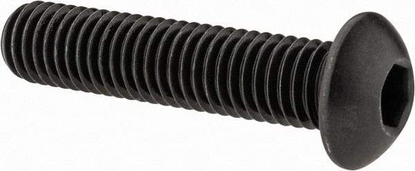 Value Collection - 1/2-13 UNC Hex Socket Drive, Button Screw - Alloy Steel, Black Oxide Finish, Fully Threaded, 2-1/4" Length Under Head - Americas Industrial Supply